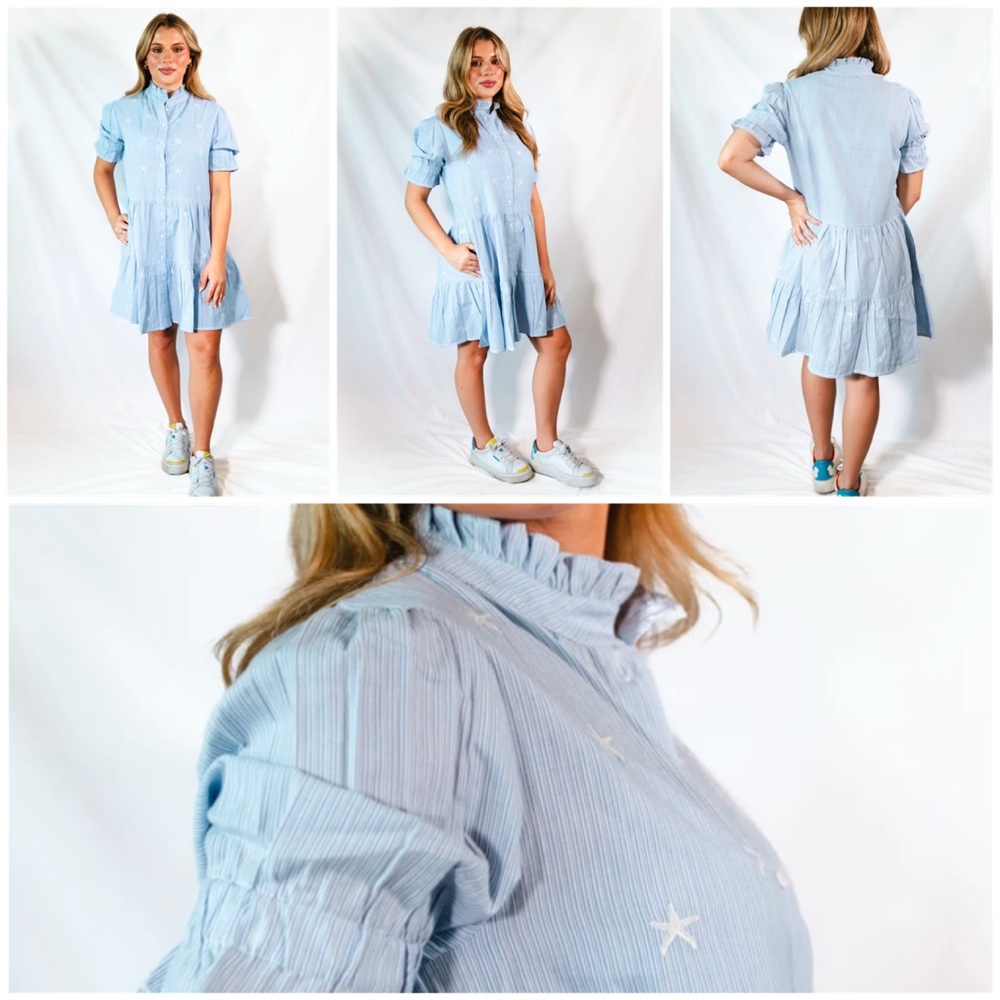 Rose Dress - Blue White